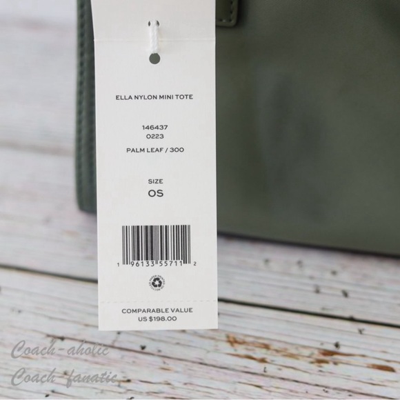 NWT Tory Burch Ella Nylon Mini Tote Crossbody Bag Purse in Palm Leaf Green - Picture 7 of 10